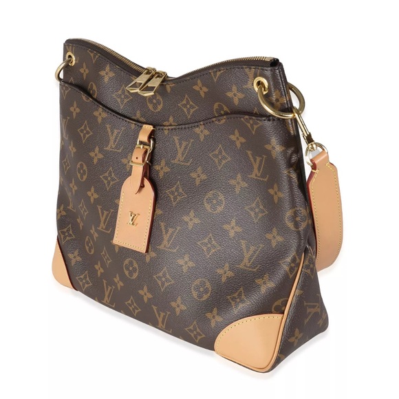 Louis Vuitton Natural Monogram Canvas Odeon MM Brown & Tan Satchel Shoulder Bag - Picture 5 of 6